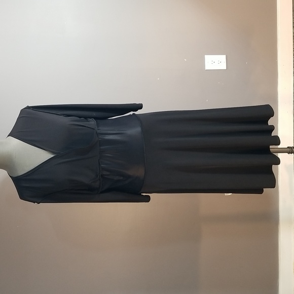 Plus Denver Hayes stretchy unlined black dress XL 3/4 sleeves surplice neck - Picture 6 of 9